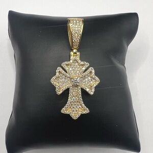 Gold over 925 Sterling silver 2.30CT MOISSANITE Cross Men’s Pendant